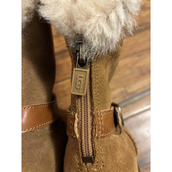 UGG Kids Nessa Chestnut Suede Boots Size 12 | Fully Lined - Picture 6 of 10